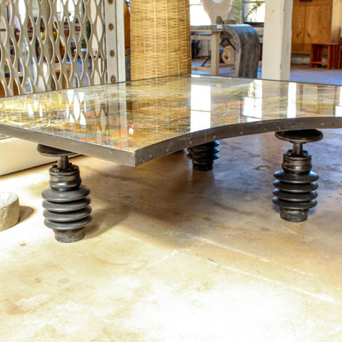 collage glass top table