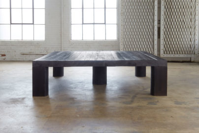 black cocktail table in open room